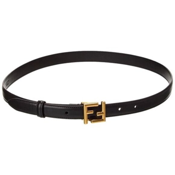 Fendi Ff Buckle Leather Belt Women's Black 75 - Picture 1 of 7